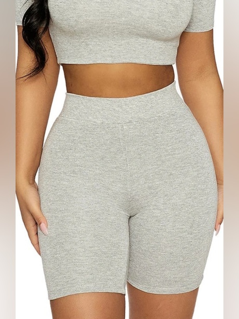 Naked Wardrobe The NW High Waisted Shorts Heather Grey